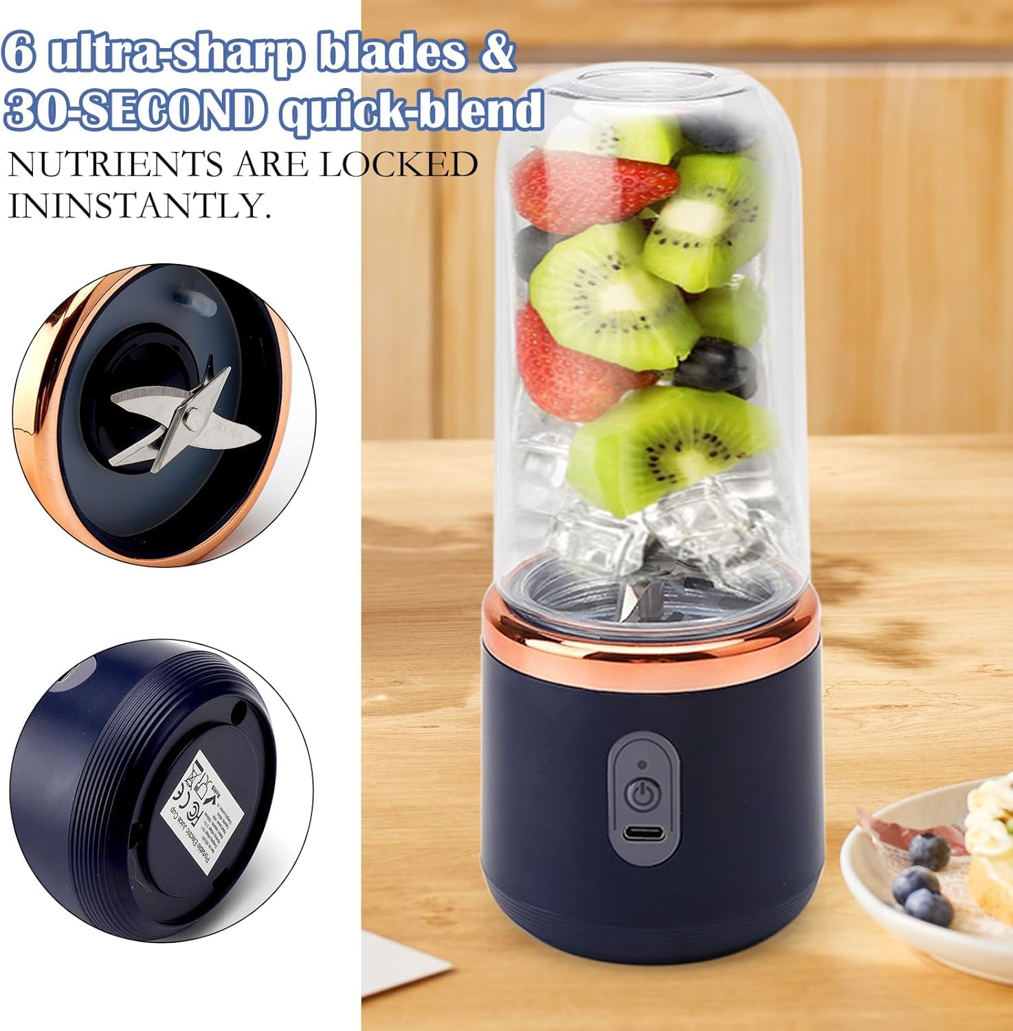 6 Blade Mini Blender- 2 Bottles image 3